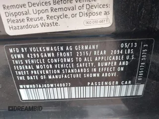 2013 Volkswagen GTI Autobahn с VIN WVWHD7AJ6DW140077, выставлен на аукционе IAAI как лот 42013044 с пробегом 96 795 миль миль и . История ставок и продаж доступна на DreamBid. Изображение 9.