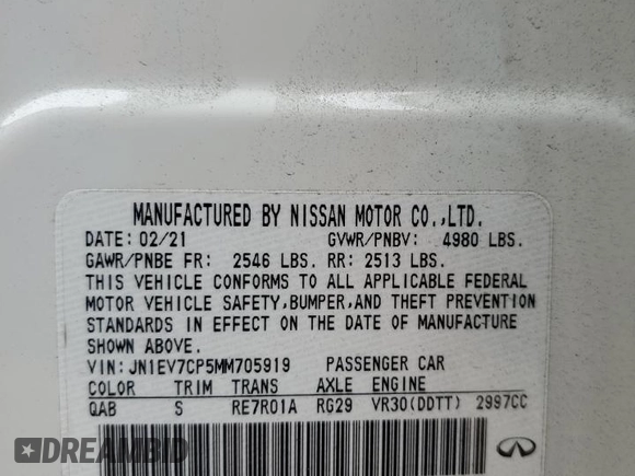 2021 Infiniti Q50 Signature Edition с VIN JN1EV7CP5MM705919, выставлен на аукционе Copart как лот 85434624 с пробегом 47 145 миль миль и Списание • Salvage title. История ставок и продаж доступна на DreamBid. Изображение 14.