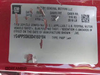 2013 Buick Verano with VIN 1G4PP5SK0D4160184, listed as a IAAI auction lot 41929089 with Not Provided miles. Bid and sale history available at carsss.com. Image 9.