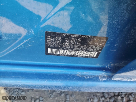 2021 Subaru Impreza Premium with VIN 4S3GKAV64M3602609, listed as a Copart auction lot 46049225 with 0 mi miles and Salvage Title. Bid and sale history available at carsss.com. Image 12.