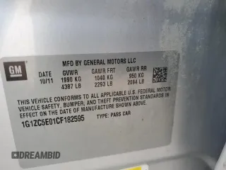 2012 Chevrolet Malibu 1LT with VIN 1G1ZC5E01CF182595, listed as a Copart auction lot 55271283 with Not Provided miles and Salvage Title. Bid and sale history available at DreamBid. Image 13.