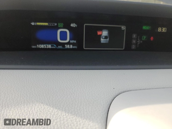 2016 Toyota Prius Two with VIN JTDKBRFU5G3505588, listed as a Copart auction lot 52018155 with 108,538 mi miles and Salvage Title. Bid and sale history available at DreamBid. Image 9.