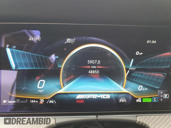 2021 Mercedes-Benz AMG GT 43 with VIN W1K7X5KB1MA040583, listed as a Copart auction lot 60470195 with 48,853 mi miles and Salvage title. Bid and sale history available at DreamBid. Image 9.
