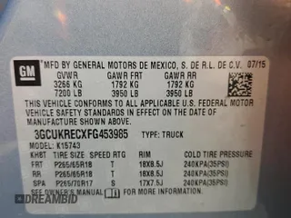 2015 Chevrolet Silverado 1500 LT with VIN 3GCUKRECXFG453985, listed as a Copart auction lot 51987285 with 101,417 mi miles and Salvage Title. Bid and sale history available at carsss.com. Image 12.