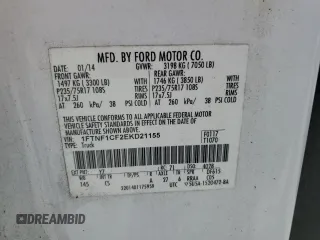 2014 Ford F-150 XL with VIN 1FTNF1CF2EKD21155, listed as a Copart auction lot 54897075 with 156,681 mi miles and Salvage title. Bid and sale history available at DreamBid. Image 12.