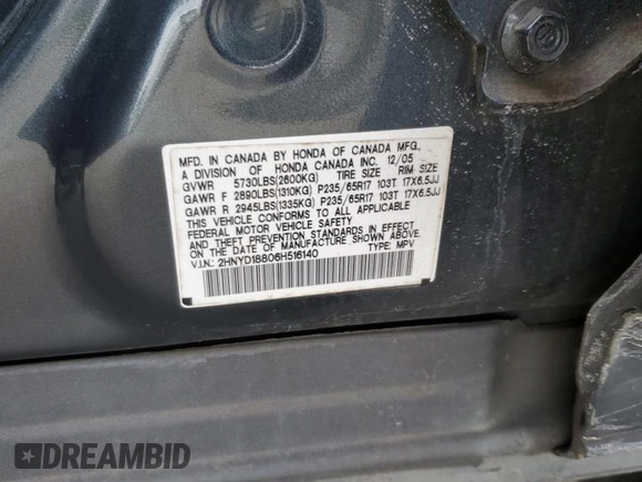 2006 Acura MDX Touring w/Navi with VIN 2HNYD18806H516140, listed as a Copart auction lot 87028994 with 293,625 mi miles and Salvage Title. Bid and sale history available at carsss.com. Image 12.