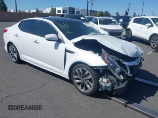 2014 Kia Optima SXL Turbo with VIN 5XXGR4A60EG270821, listed as a IAAI auction lot 41909669 with 242,119 mi miles and . Bid and sale history available at DreamBid. Image 1.