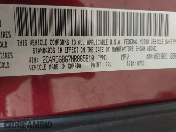 2017 Dodge Grand Caravan SE z VIN 2C4RDGBG7HR865810, wystawiony jako IAAI lot #42414604 z przebiegiem 116 642 mil mil oraz . Historia ofert i sprzedaży dostępna na DreamBid. Obrazek 9.