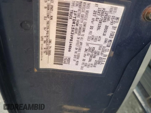 1997 Ford Ranger XLT with VIN 1FTDR15X3VPB14866, listed as a Copart auction lot 77113734 with 171,166 mi miles and Salvage Title. Bid and sale history available at DreamBid. Image 14.