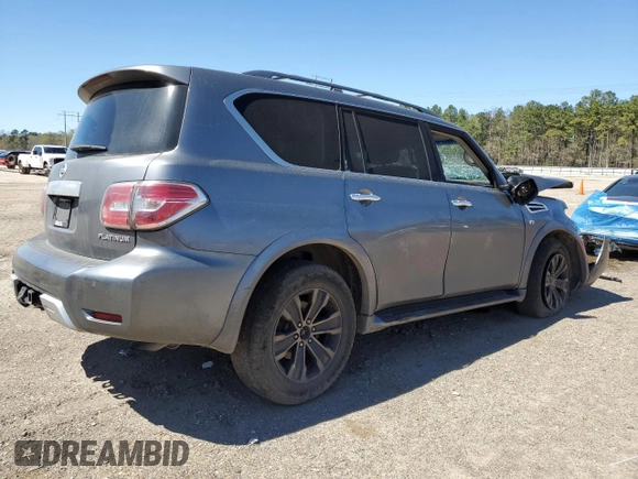 2018 Nissan Armada Platinum with VIN JN8AY2ND2J9055023, listed as a Copart auction lot 49233845 with 0 mi miles and Salvage Title. Bid and sale history available at carsss.com. Image 3.