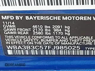 2015 BMW 3 Series 328i xDrive with VIN WBA3B3C57FJ985025, listed as a IAAI auction lot 42140398 with 134,643 mi miles and . Bid and sale history available at DreamBid. Image 9.