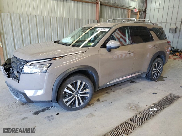 2023 Nissan Pathfinder Platinum with VIN 5N1DR3DK7PC224746, listed as a Copart auction lot 49242495 with 31,442 mi miles and Salvage Title. Bid and sale history available at carsss.com. Image 1.