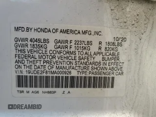 2021 Acura ILX Premium с VIN 19UDE2F81MA000926, выставлен на аукционе Copart как лот 59713225 с пробегом 50 230 миль миль и Списание • Salvage title. История ставок и продаж доступна на DreamBid. Изображение 12.