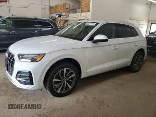 2021 Audi Q5 Premium Plus with VIN WA1BAAFY2M2085632, listed as a Copart auction lot 59836805 with 22,059 mi miles and Salvage title. Bid and sale history available at DreamBid. Image 1.