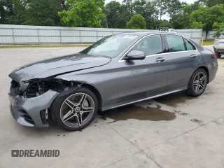 2020 Mercedes-Benz C 300 with VIN WDDWF8EB4LR559008, listed as a Copart auction lot 57381275 with 74,999 mi miles and Salvage title. Bid and sale history available at DreamBid. Image 1.