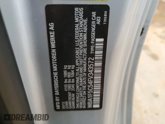 2015 BMW 2 Series 228i with VIN WBA1F5C54FV343572, listed as a Copart auction lot 45879685 with 90,715 mi miles and Salvage Title. Bid and sale history available at carsss.com. Image 12.