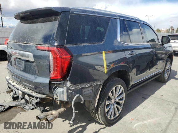 2021 GMC Yukon Denali with VIN 1GKS2DKL8MR318990, listed as a Copart auction lot 49886755 with 66,243 mi miles and Salvage Title. Bid and sale history available at carsss.com. Image 3.