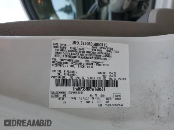 2009 Ford Focus SE with VIN 1FAHP35N89W160681, listed as a Copart auction lot 46862285 with 105,660 mi miles and Salvage Title. Bid and sale history available at carsss.com. Image 12.
