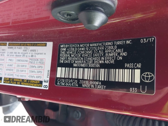 2018 Toyota C-HR XLE z VIN NMTKHMBX7JR005504, wystawiony jako IAAI lot #41806239 z przebiegiem 114 475 mil mil oraz . Historia ofert i sprzedaży dostępna na DreamBid. Obrazek 9.