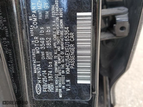 2014 Hyundai Accent SE with VIN KMHCU5AEXEU165364, listed as a Copart auction lot 46703125 with 73,312 mi miles and Salvage Title. Bid and sale history available at carsss.com. Image 14.