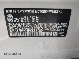 2023 BMW 5 Series M550i xDrive with VIN WBA13BK04PCL88909, listed as a IAAI auction lot 42045994 with 27,729 mi miles and . Bid and sale history available at DreamBid. Image 9.