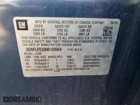 2017 Chevrolet Equinox LT with VIN 2GNFLFE30H6120964, listed as a Copart auction lot 52236405 with 76,664 mi miles and Clean Title. Bid and sale history available at carsss.com. Image 16.