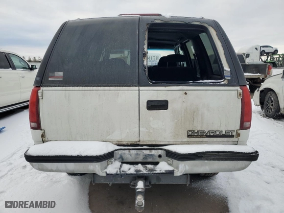 1997 Chevrolet Tahoe with VIN 1GNEK13R7VJ362707, listed as a Copart auction lot 43449635 with 198,516 mi miles and Salvage Title. Bid and sale history available at carsss.com. Image 6.