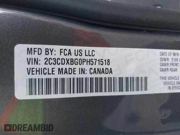 2023 Dodge Charger SXT with VIN 2C3CDXBG0PH571518, listed as a IAAI auction lot 42026774 with 47,394 mi miles and . Bid and sale history available at DreamBid. Image 9.