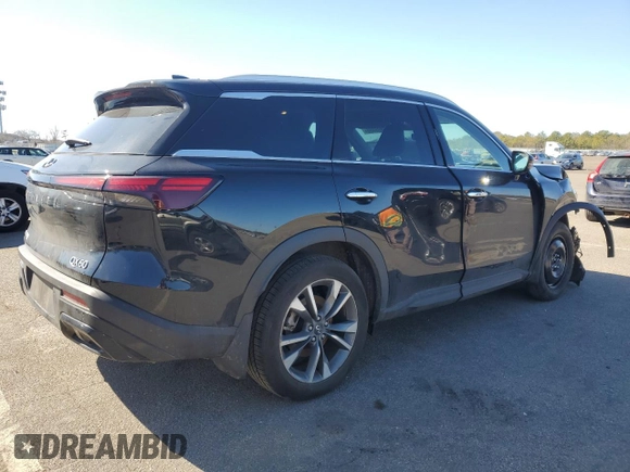 2025 Infiniti QX60 Luxe with VIN 5N1AL1FS0SC336139, listed as a Copart auction lot 47899355 with 3,100 mi miles and Salvage title. Bid and sale history available at DreamBid. Image 3.