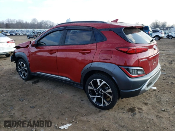 2022 Hyundai Kona Limited with VIN KM8K5CA34NU910962, listed as a Copart auction lot 40102183 with 9,438 mi miles. Bid and sale history available at carsss.com. Image 2.