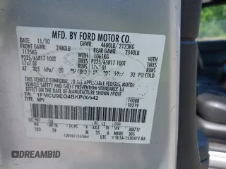 2011 Ford Escape Limited with VIN 1FMCU9EG4BKB00942, listed as a IAAI auction lot 42470733 with 247,461 mi miles and . Bid and sale history available at DreamBid. Image 9.