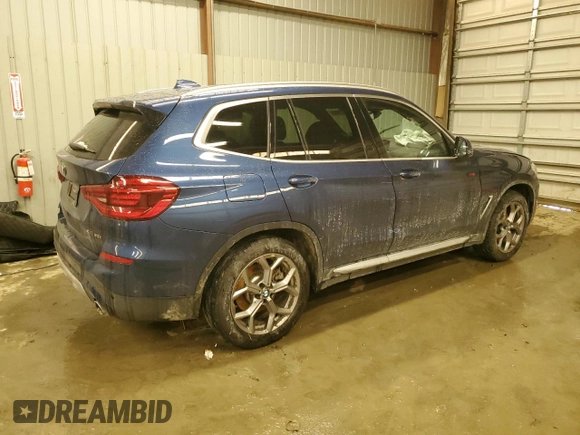2021 BMW X3 xDrive30i with VIN 5UXTY5C01M9H92516, listed as a Copart auction lot 45997665 with Not Provided miles and Salvage Title. Bid and sale history available at DreamBid. Image 3.