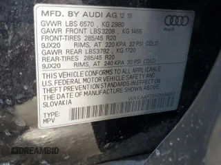 2017 Audi Q7 Premium Plus with VIN WA1LAAF7XHD004897, listed as a Copart auction lot 54762095 with 124,130 mi miles and Clean Title. Bid and sale history available at DreamBid. Image 13.