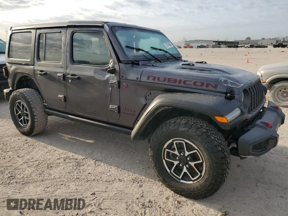 2024 Jeep Wrangler Rubicon z VIN 1C4PJXFG6RW261748, wystawiony jako Copart lot #51479585 z przebiegiem 7 911 mil mil oraz Szkoda całkowita • Salvage title. Historia ofert i sprzedaży dostępna na DreamBid. Obrazek 4.