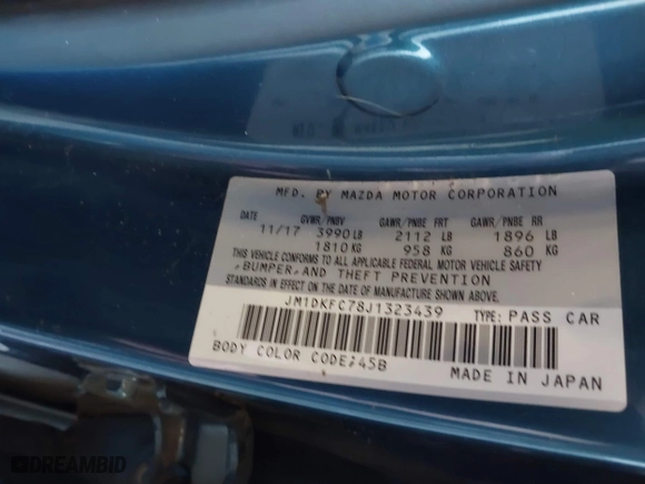 2018 Mazda CX-3 Touring with VIN JM1DKFC78J1323439, listed as a IAAI auction lot 41725784 with 134,055 mi miles. Bid and sale history available at carsss.com. Image 9.