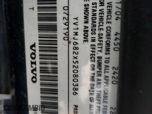 2005 Volvo V50 с VIN YV1MJ682X52080386, выставлен на аукционе Copart как лот 74557414 с пробегом 141 588 миль миль и Списание • Salvage title. История ставок и продаж доступна на DreamBid. Изображение 12.