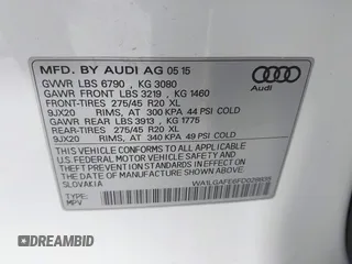 2015 Audi Q7 Premium Plus z VIN WA1LGAFE6FD028835, wystawiony jako IAAI lot #42358725 z przebiegiem 107 075 mil mil oraz . Historia ofert i sprzedaży dostępna na DreamBid. Obrazek 9.
