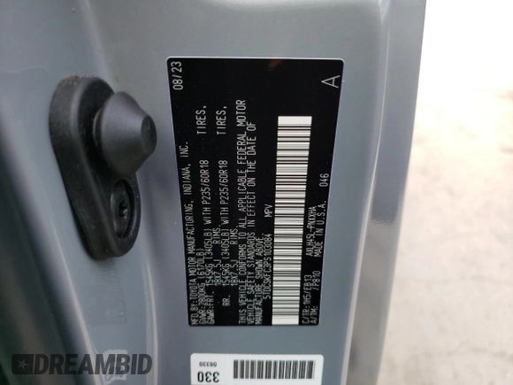 2023 Toyota Sienna XSE 25th Anniversary with VIN 5TDCSKFC3PS103084, listed as a Copart auction lot 79702214 with 17,737 mi miles and Salvage title. Bid and sale history available at DreamBid. Image 15.