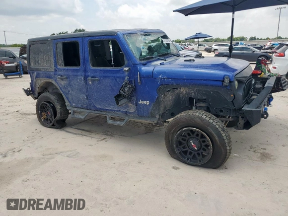 2018 Jeep Wrangler Unlimited Sport S with VIN 1C4HJXDG0JW272837, listed as a Copart auction lot 57532455 with Not provided miles and Salvage title. Bid and sale history available at DreamBid. Image 4.
