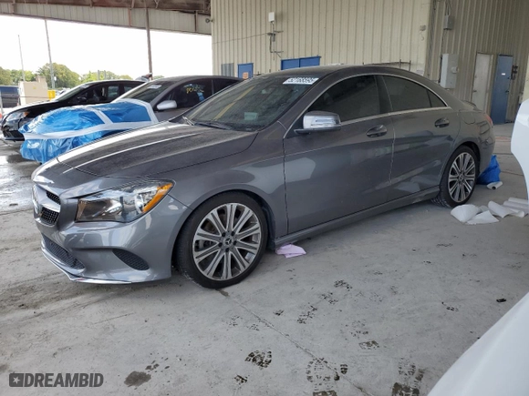 2018 Mercedes-Benz CLA with VIN WDDSJ4EB4JN615989, listed as a Copart auction lot 52168595 with 47,286 mi miles and Non Repairable. Bid and sale history available at carsss.com. Image 1.