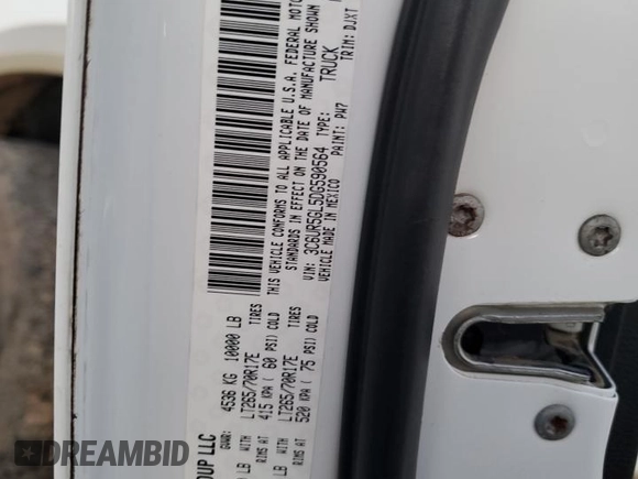 2013 Ram 2500 Laramie Longhorn с VIN 3C6UR5GL5DG590564, выставлен на аукционе Copart как лот 81765324 с пробегом 168 323 миль миль и Списание • Salvage title. История ставок и продаж доступна на DreamBid. Изображение 12.