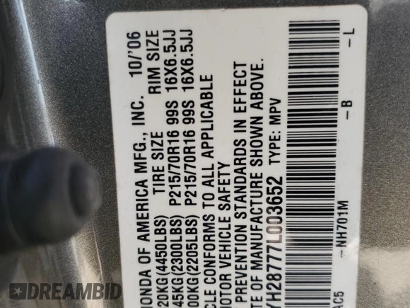 2007 Honda Element EX with VIN 5J6YH28777L003652, listed as a Copart auction lot 54161685 with 211,336 mi miles and Salvage Title. Bid and sale history available at DreamBid. Image 13.