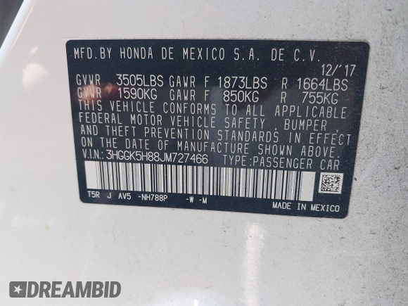2018 Honda Fit EX with VIN 3HGGK5H88JM727466, listed as a IAAI auction lot 42201380 with 35,802 mi miles and . Bid and sale history available at DreamBid. Image 9.