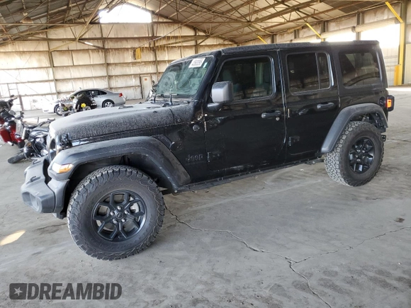 2024 Jeep Wrangler Sport S with VIN 1C4PJXDN3RW107256, listed as a Copart auction lot 43583095 with 17,210 mi miles and Salvage title. Bid and sale history available at DreamBid. Image 1.