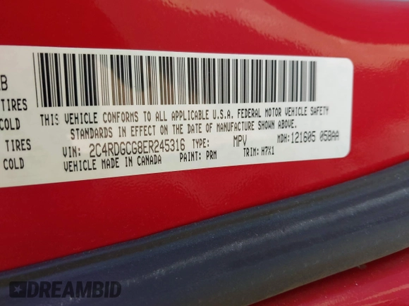 2014 Dodge Grand Caravan SXT with VIN 2C4RDGCG8ER245316, listed as a IAAI auction lot 41871425 with 150,361 mi miles and . Bid and sale history available at DreamBid. Image 9.