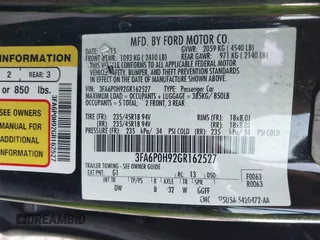 2016 Ford Fusion SE with VIN 3FA6P0H92GR162527, listed as a IAAI auction lot 41787515 with 103,951 mi miles and . Bid and sale history available at carsss.com. Image 9.