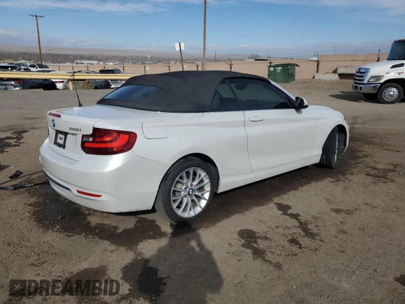 2016 BMW 2 Series 228i with VIN WBA1K9C52GV321798, listed as a Copart auction lot 45011725 with 56,673 mi miles and Salvage Title. Bid and sale history available at carsss.com. Image 3.