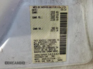 2015 Nissan Altima 2.5 with VIN 1N4AL3APXFC163342, listed as a Copart auction lot 59683555 with 148,335 mi miles and Salvage title. Bid and sale history available at DreamBid. Image 12.