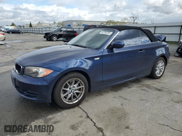 2011 BMW 1 Series 128i with VIN WBAUN1C57BVH83615, listed as a Copart auction lot 44755235 with 97,138 mi miles and Salvage title. Bid and sale history available at DreamBid. Image 1.