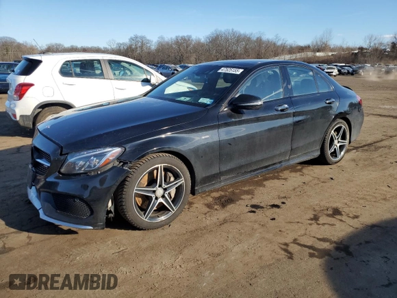 2016 Mercedes-Benz C 450 AMG with VIN 55SWF6EB8GU142712, listed as a Copart auction lot 47525155 with 118,110 mi miles and Salvage Title. Bid and sale history available at carsss.com. Image 1.